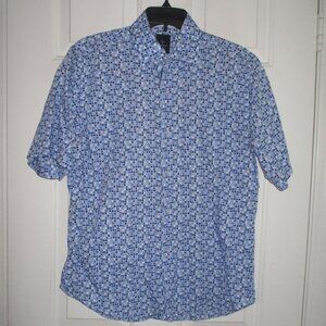 Tailorbyrd Mens S/S Blue Cotton Casual Shirt - Size Medium